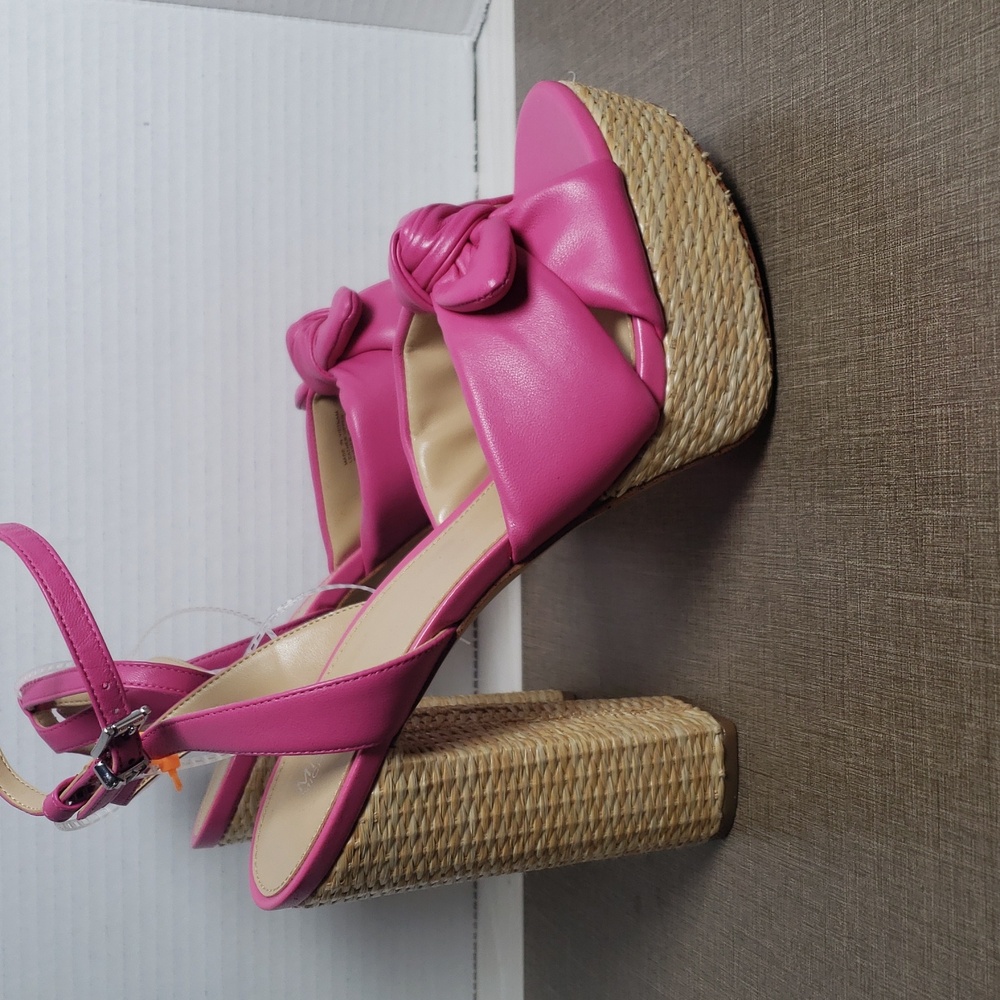 Michael Kors‎ Sadie Pink  Leather Bow Platform Sandals - SZ 8.5 - NWOT - Picture 6 of 11
